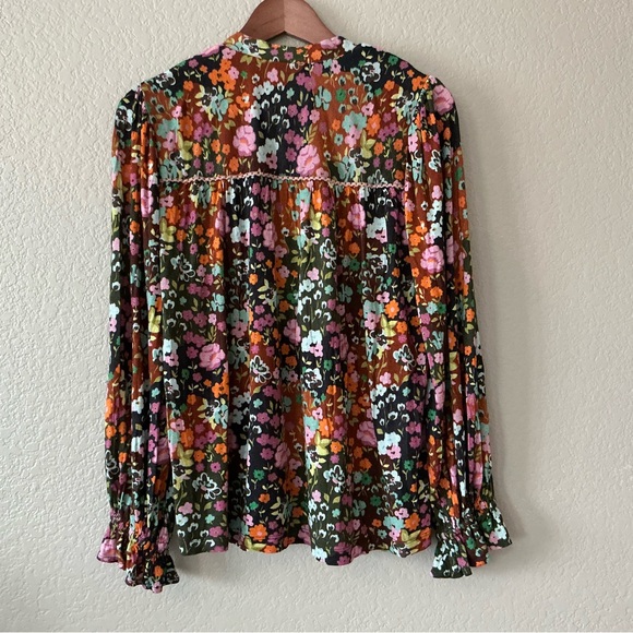 Bl^nk London x Anthropologie STEPHANIE Black Floral V-Neck Size M - Picture 11 of 11
